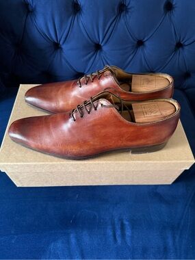 Magnanni Chestnut Brown Leather Oxford Lace-Up Shoes
